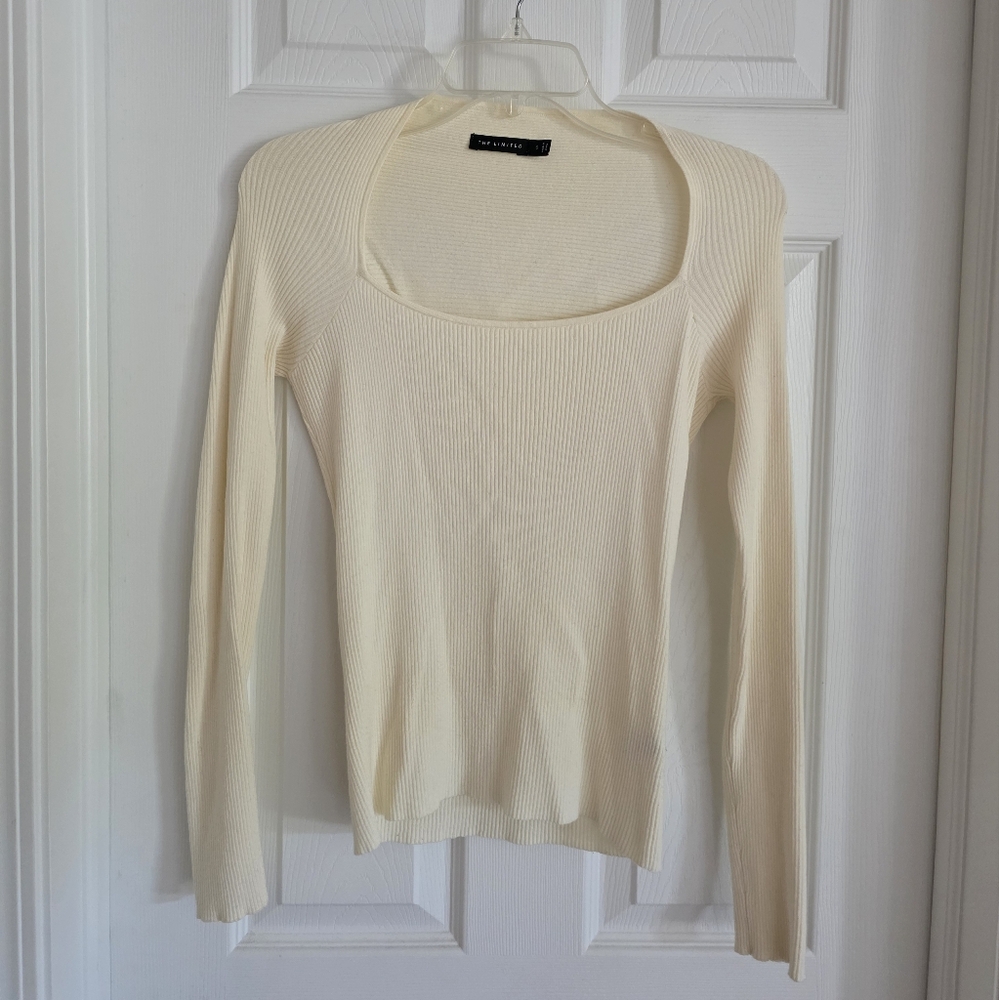 The Limited Ivory Ribbed Knit Sweater Size S